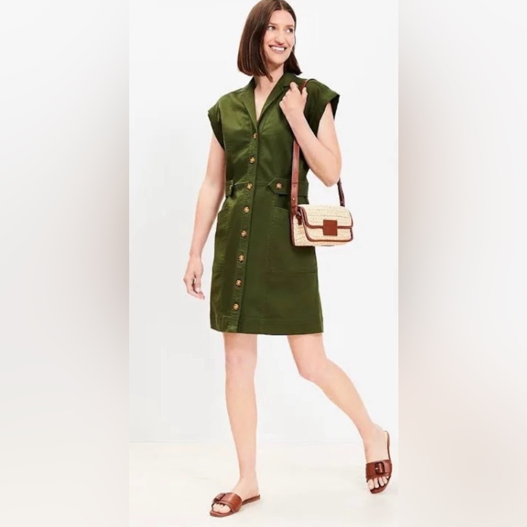 Loft Green Utility Mini Pocket Shirtdress